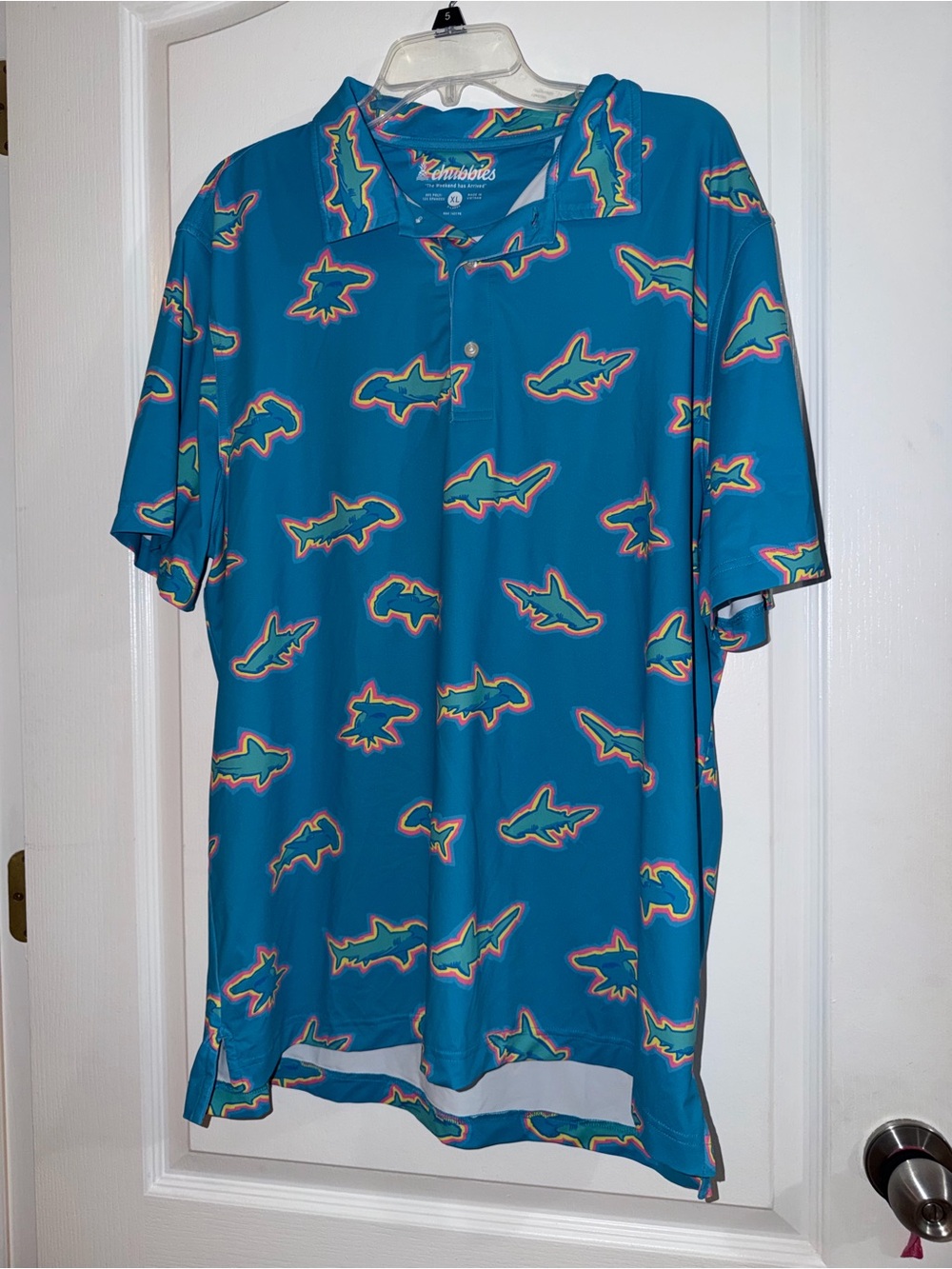 Chubbies Teal Shark-Outline Polo